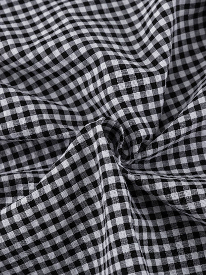 Loose  Contrast Color Plaid Ruffled Split-Joint  Long Sleeves Buttoned Lapel Blouses&Shirts Tops + Pants Two Pieces Set