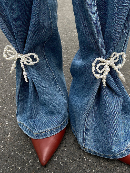 Irregularity Bow-Embellished Shiny Anklets