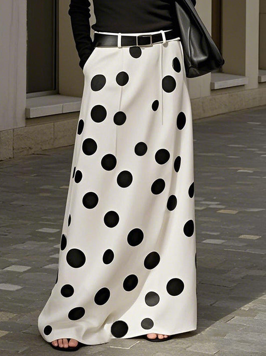 Loose Elasticity No Belt Pockets Polka-Dot Skirts Bottoms