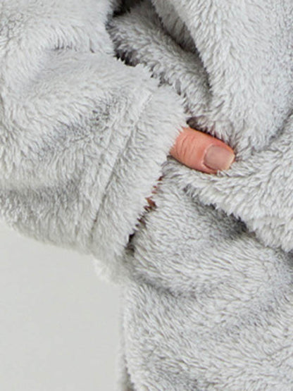 Coral Fleece Split-Joint V-Neck + Pants Pajama Two Pieces Set