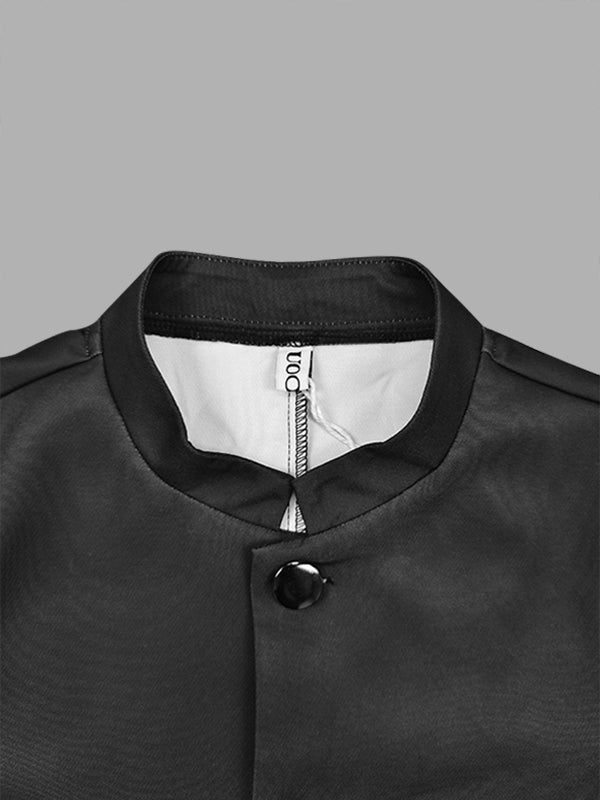 Long Sleeves Loose Asymmetric Buttoned Polka-Dot Tied Mock Neck Jackets&Coats Midi Dresses Outerwear