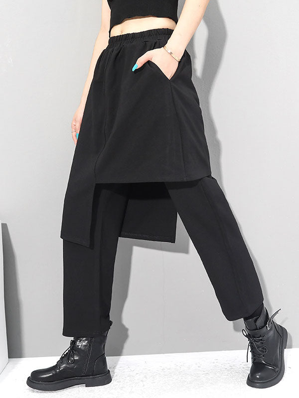 Pantalon décontracté à deux couleurs unies et irrégulières, création originale 
