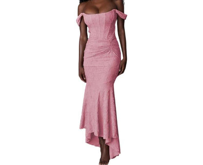 FLORA Strapless Lace Bodycon Dress PINK