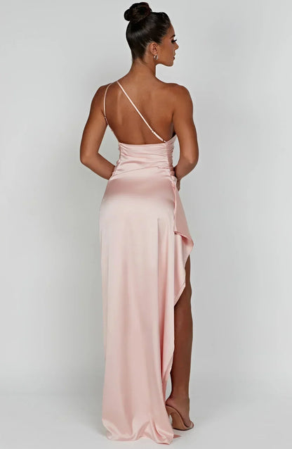 Fallon | Women's One Shoulder Ruched Maxi Dress