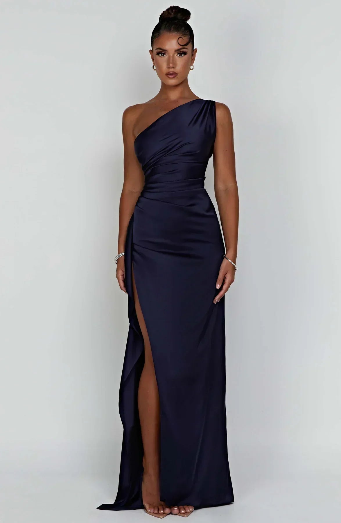 Fallon | Women's One Shoulder Ruched Maxi Dress