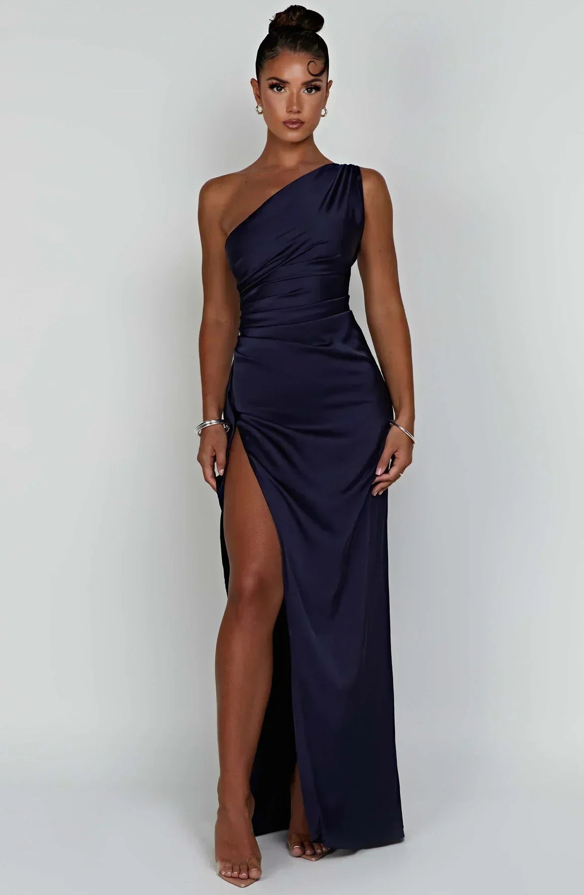 Fallon | Women's One Shoulder Ruched Maxi Dress