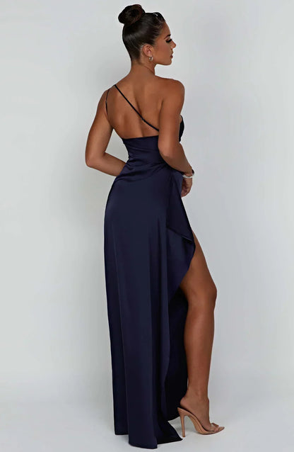 Fallon | Women's One Shoulder Ruched Maxi Dress