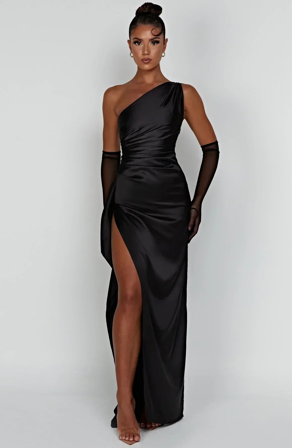 Fallon | Women's One Shoulder Ruched Maxi Dress