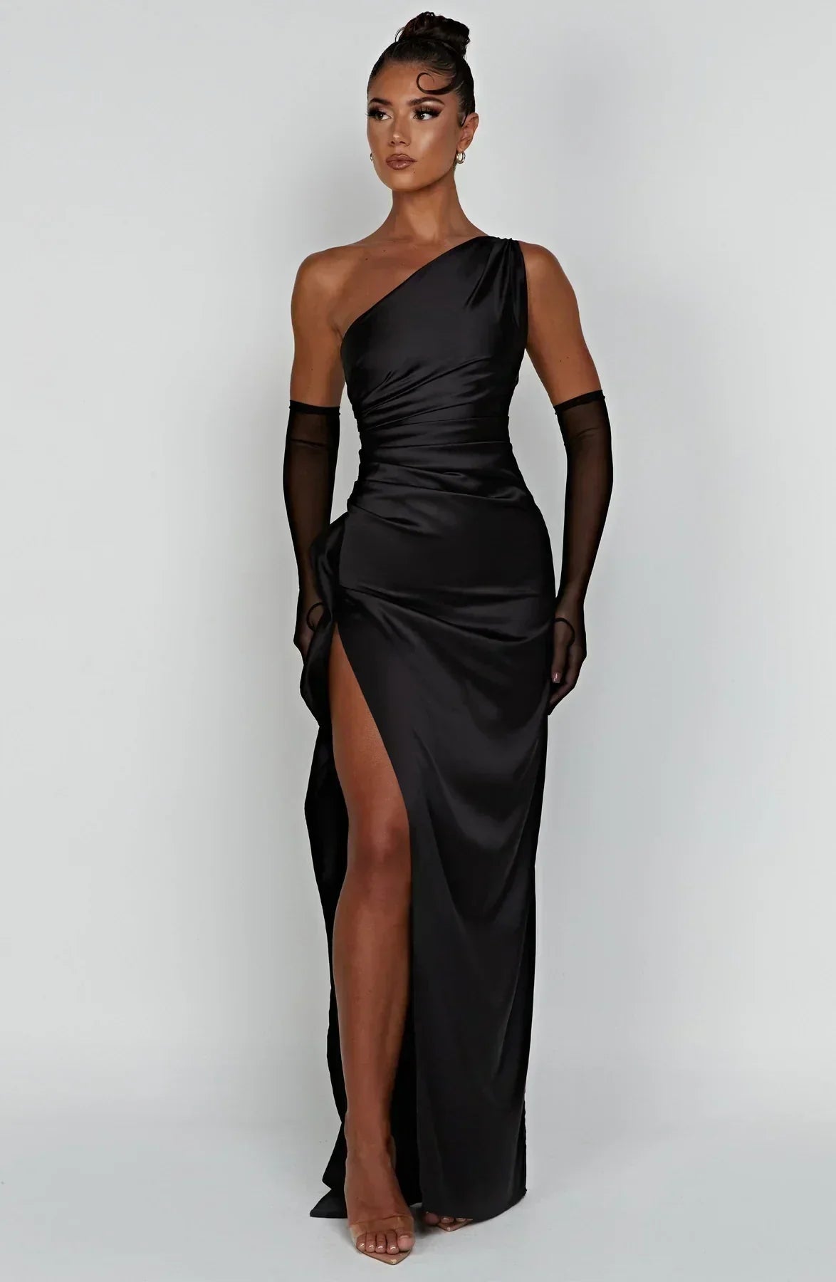 Fallon | Women's One Shoulder Ruched Maxi Dress