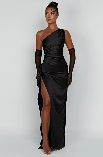 Fallon | Women's One Shoulder Ruched Maxi Dress