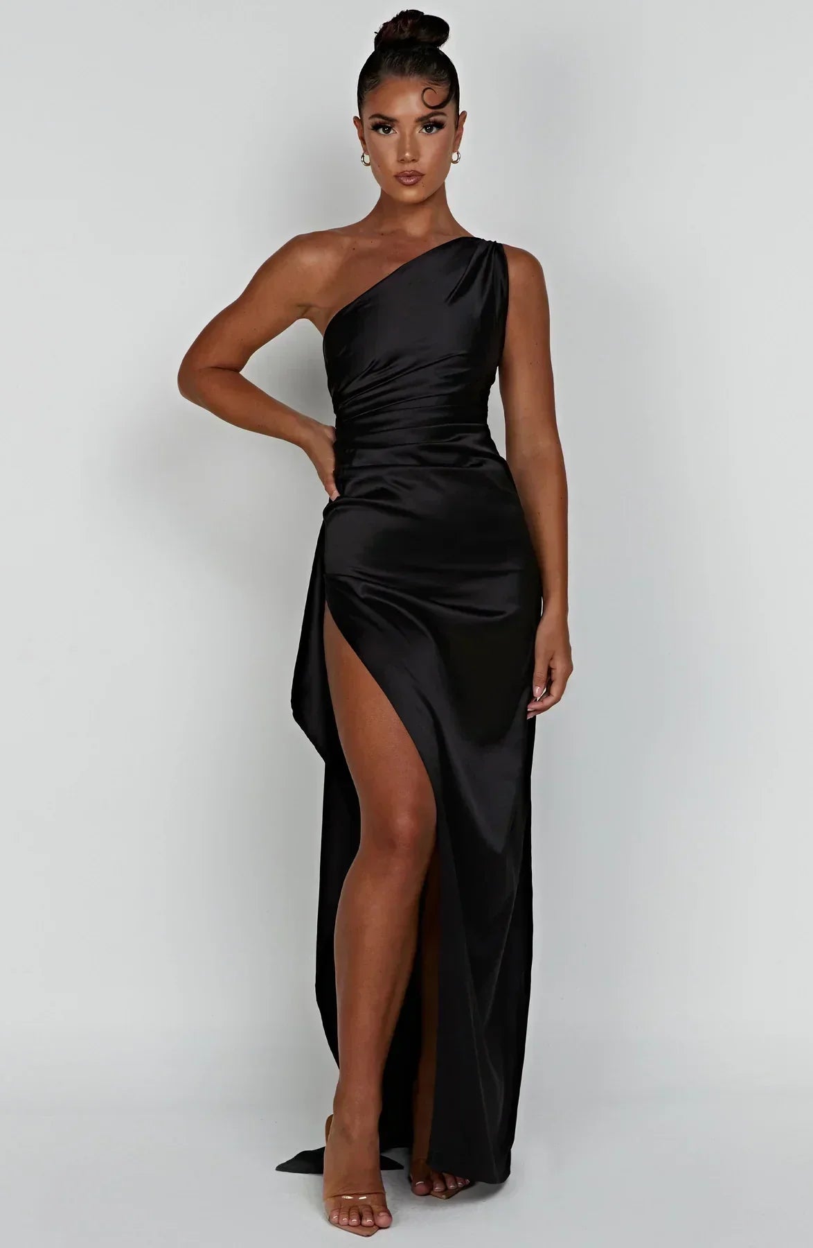 Fallon | Women's One Shoulder Ruched Maxi Dress