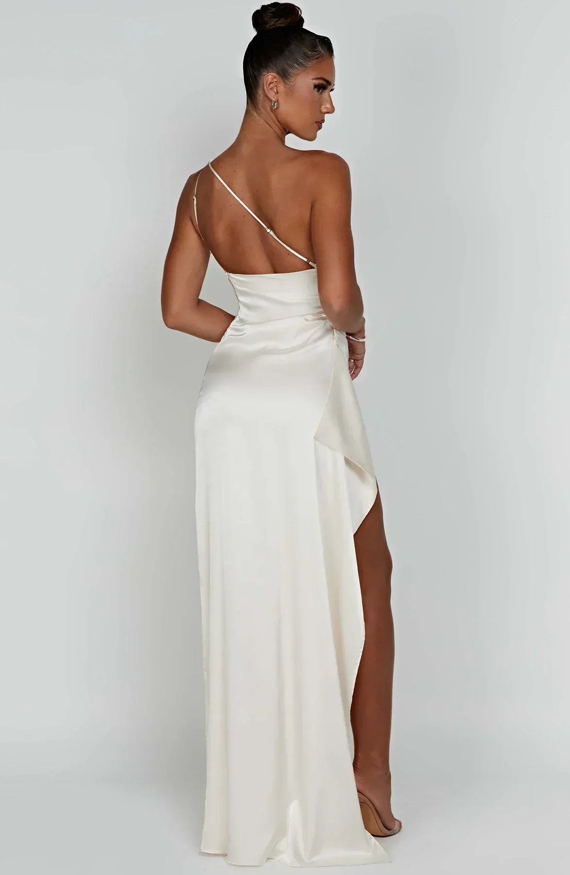 Fallon | Women's One Shoulder Ruched Maxi Dress