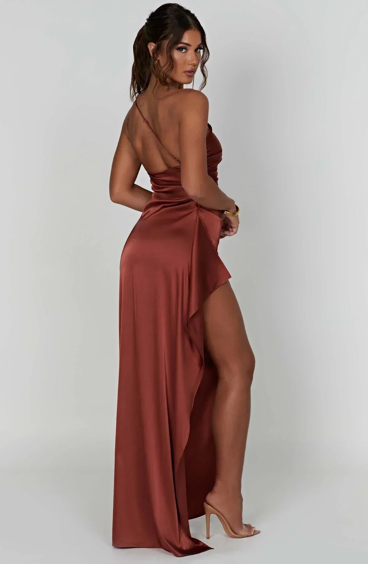 Fallon | Women's One Shoulder Ruched Maxi Dress