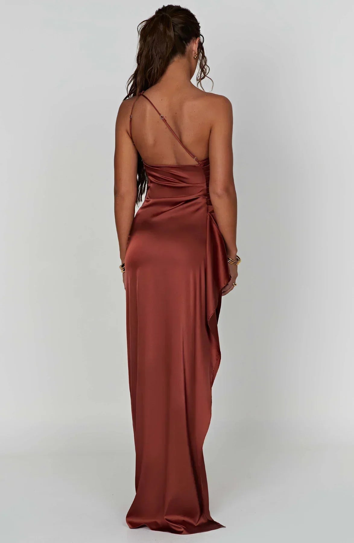 Fallon | Women's One Shoulder Ruched Maxi Dress