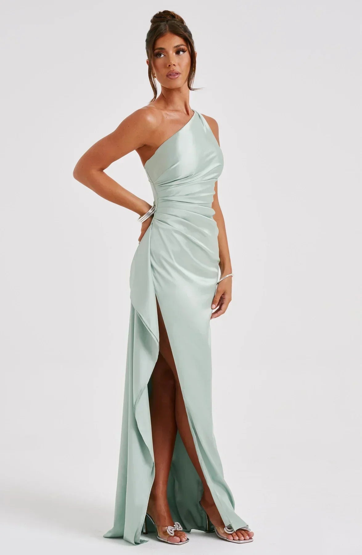 Fallon | Women's One Shoulder Ruched Maxi Dress