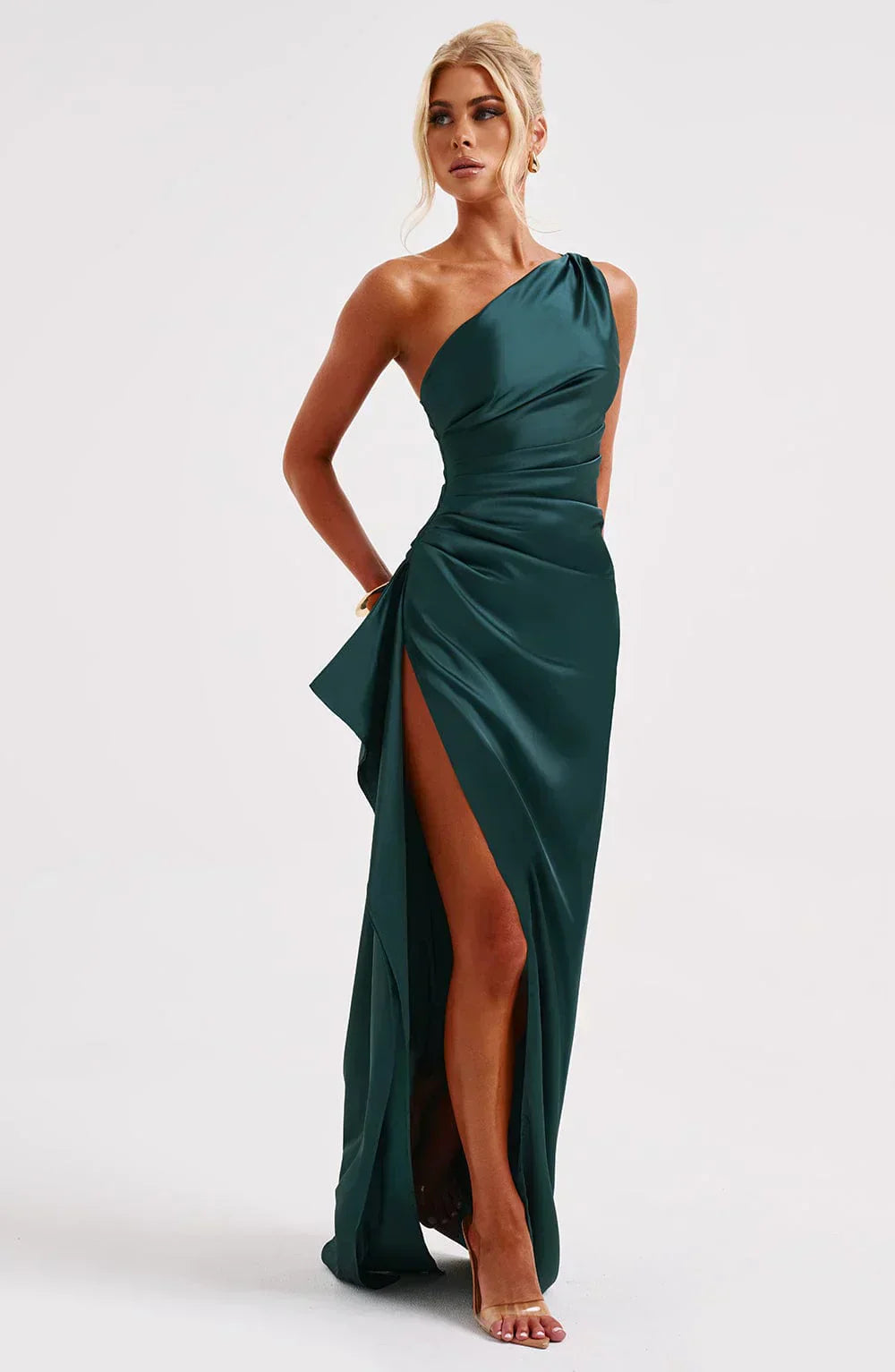 Fallon | Women's One Shoulder Ruched Maxi Dress