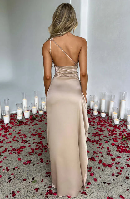 Fallon | Women's One Shoulder Ruched Maxi Dress