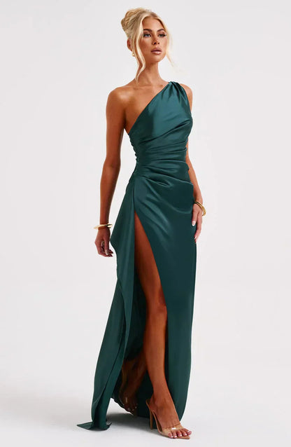 Fallon | Women's One Shoulder Ruched Maxi Dress