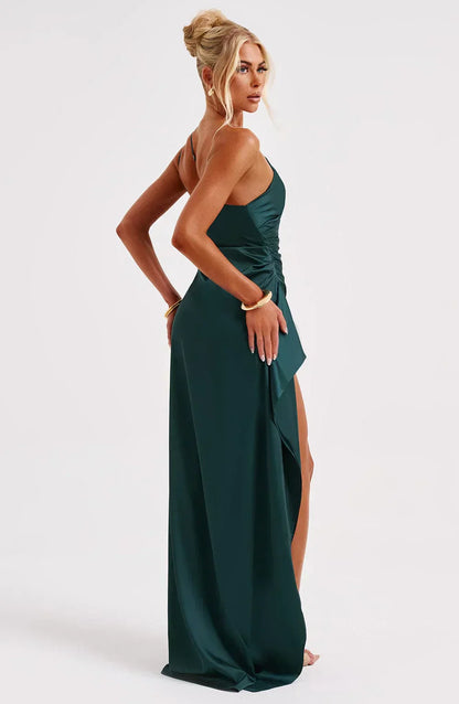 Fallon | Women's One Shoulder Ruched Maxi Dress