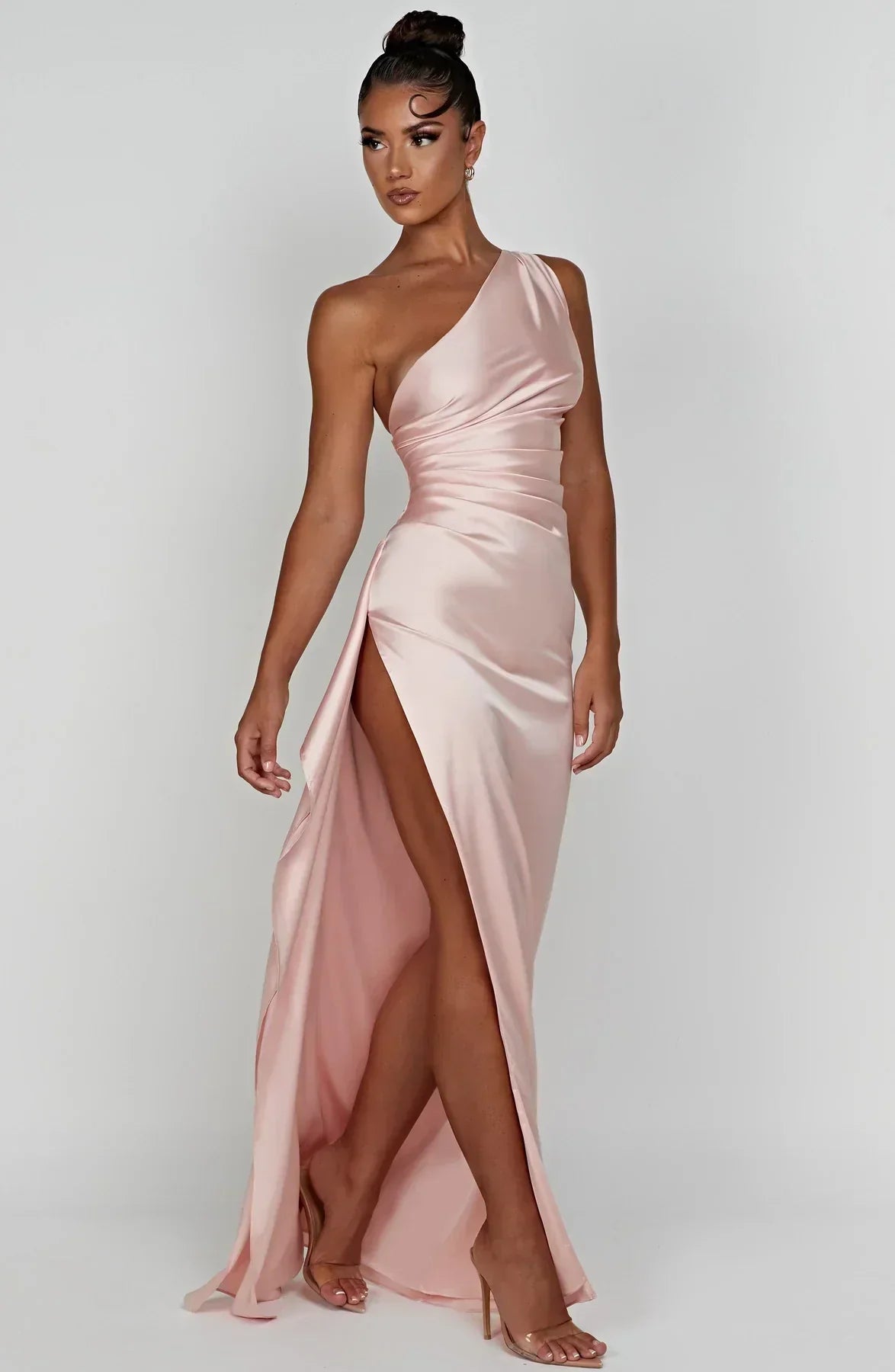 Fallon | Women's One Shoulder Ruched Maxi Dress