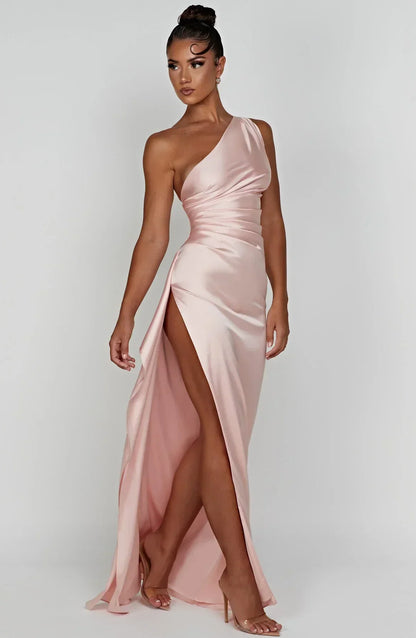 Fallon | Women's One Shoulder Ruched Maxi Dress