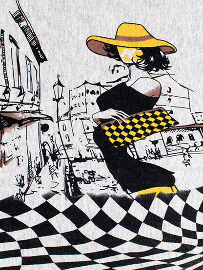 Vintage Loose Printed Split-Joint Sweater