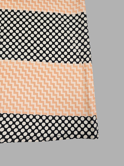 High Waisted Loose Printed Split-Joint Striped Long Skirts Skirts