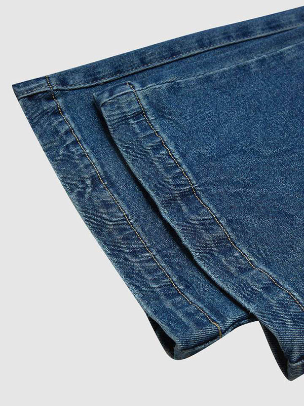Pantalon en jean taille haute ample avec cordon de serrage et dégradé d'élasticité 