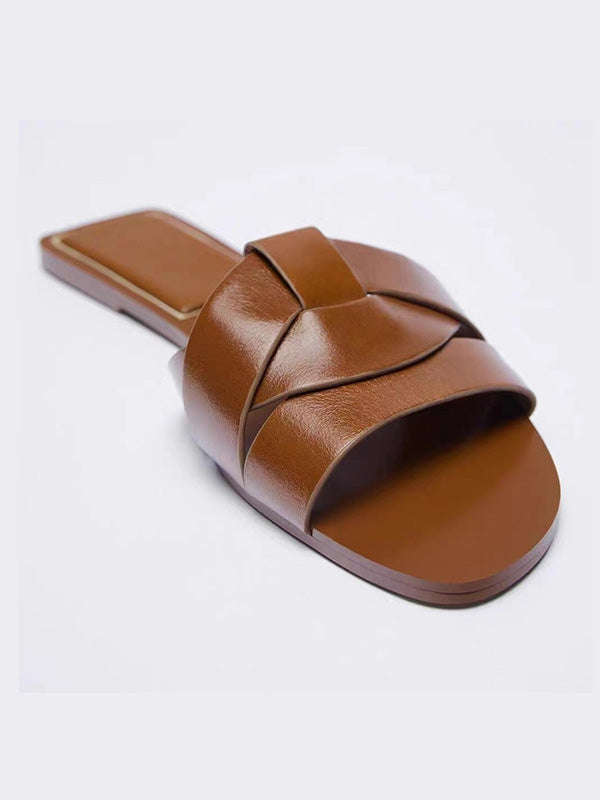 Hollow Open Toe Split-Joint Slippers