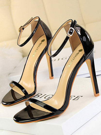 Hollow Open Toe Split-Joint Pumps Sandals BLACK