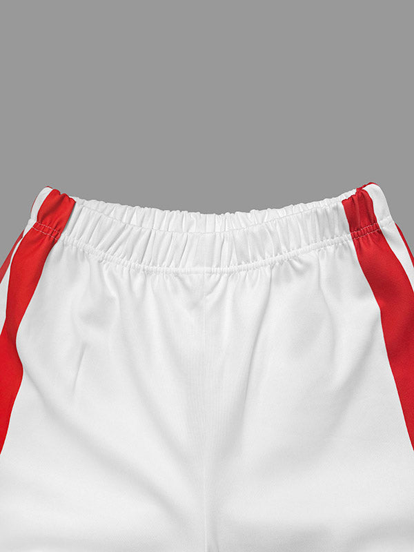 Loose Straight Leg Contrast Color Split-Joint Striped Pants Trousers