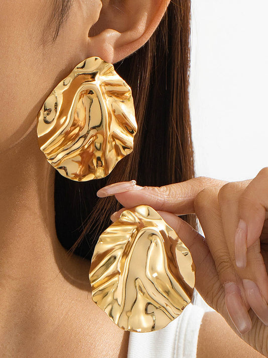 Geometric Pleated Shiny Earrings Accessories