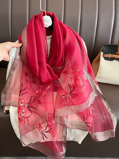 Embroidered Keep Warm Shawl&Scarf BURGUNDY One_size