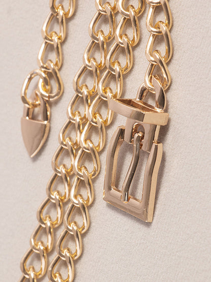 Buckle Chains Solid Color Belts