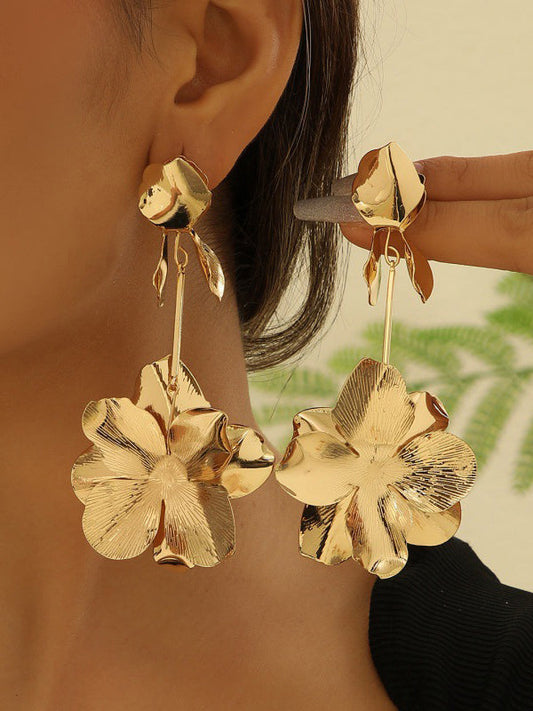 Flower Shape Geometric Drop Earrings