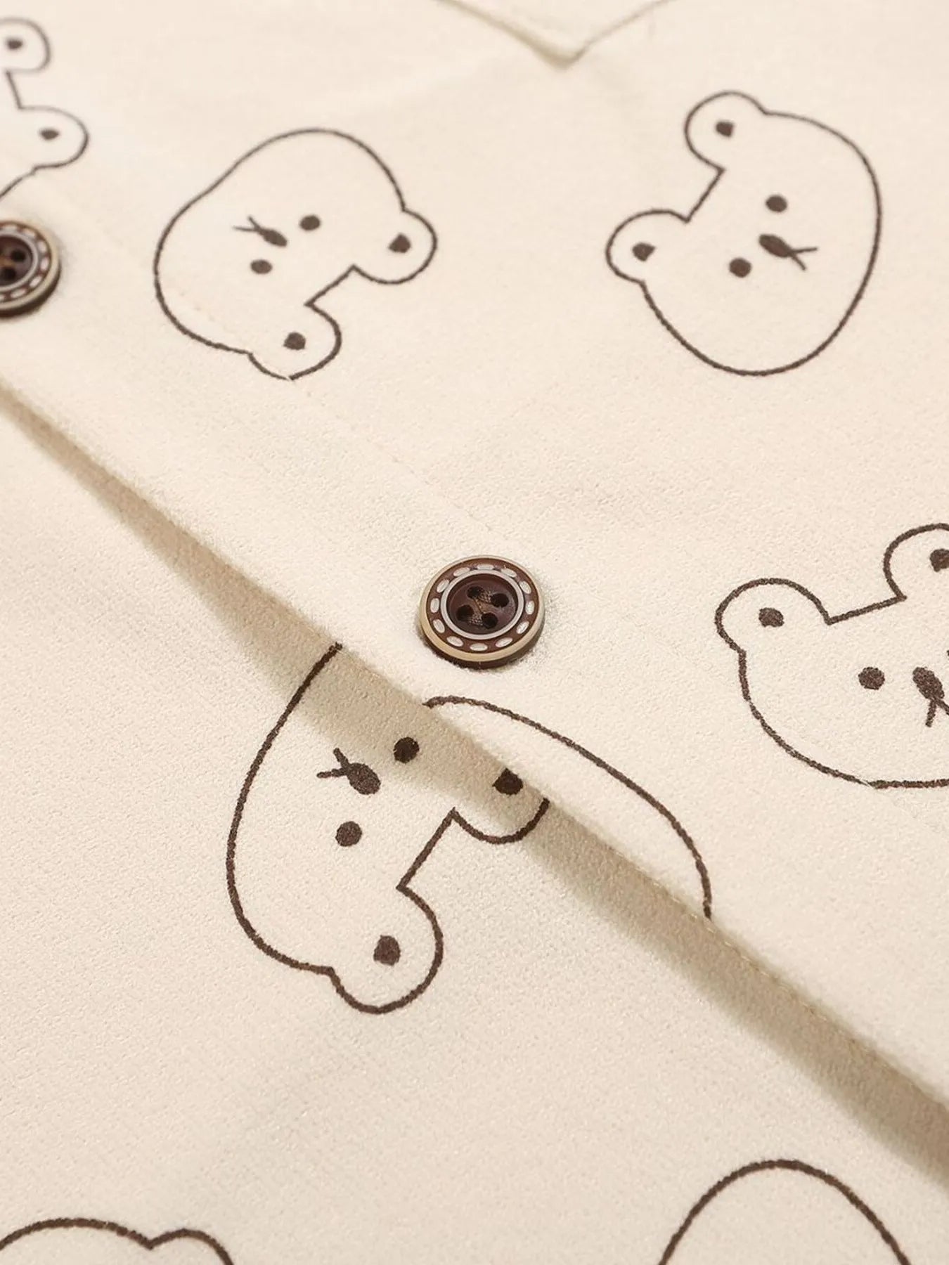 Men's Bear Printed Button-Up Shirt