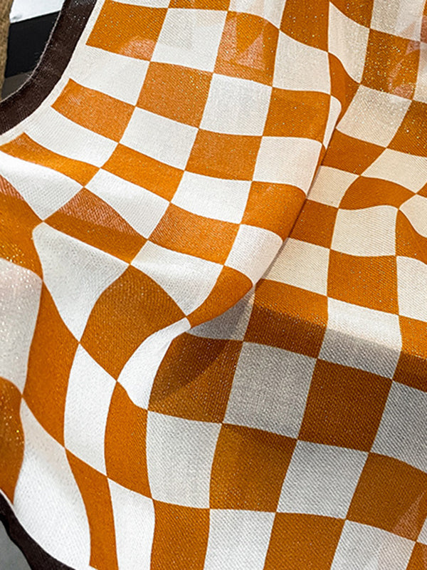 Écharpe imprimée à carreaux de couleur contrastée simple et tendance 