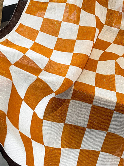 Écharpe imprimée à carreaux de couleur contrastée simple et tendance 