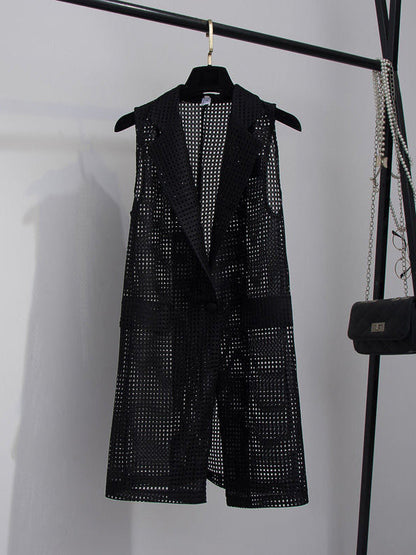 Original Simple Casual Solid Color Hollow Vest Outwear