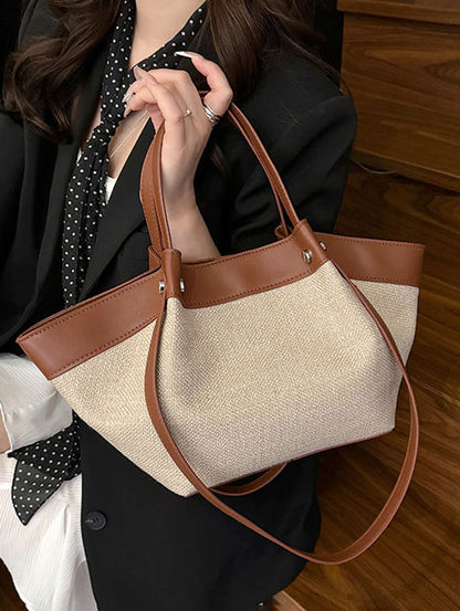 Contrast Color Zipper Shoulder Bags