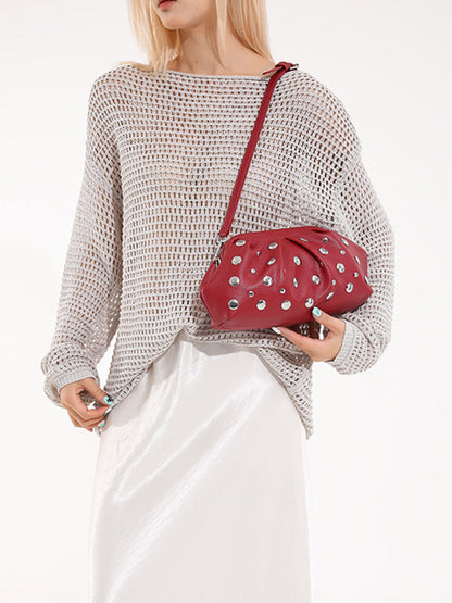Pleated Rivet Split-Joint Mini Bags Shoulder Bags