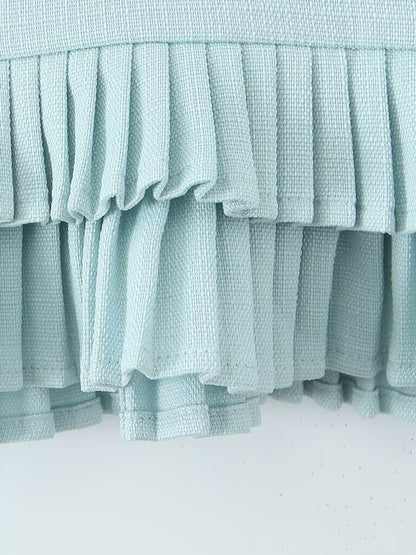 Loose No Belt Pleated Solid Color Skirts Bottoms