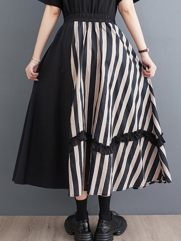 Jupes taille haute élastiques amples à fleurs et à fentes 