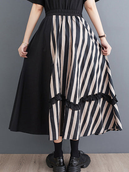 Jupes taille haute élastiques amples à fleurs et à fentes 