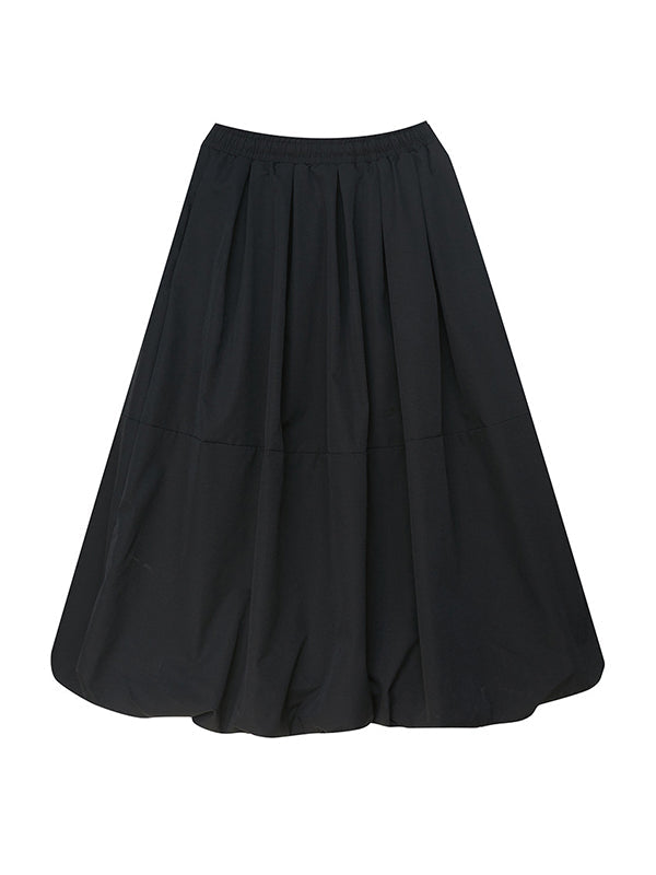 Urban Loose Drawstring High Waisted Black Bubble Skirt