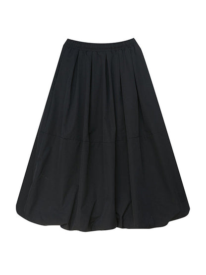 Urban Loose Drawstring High Waisted Black Bubble Skirt