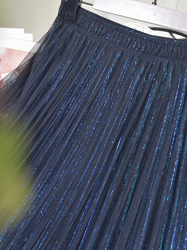 Jupes plissées urbaines en maille à taille élastique et coupe trapèze 