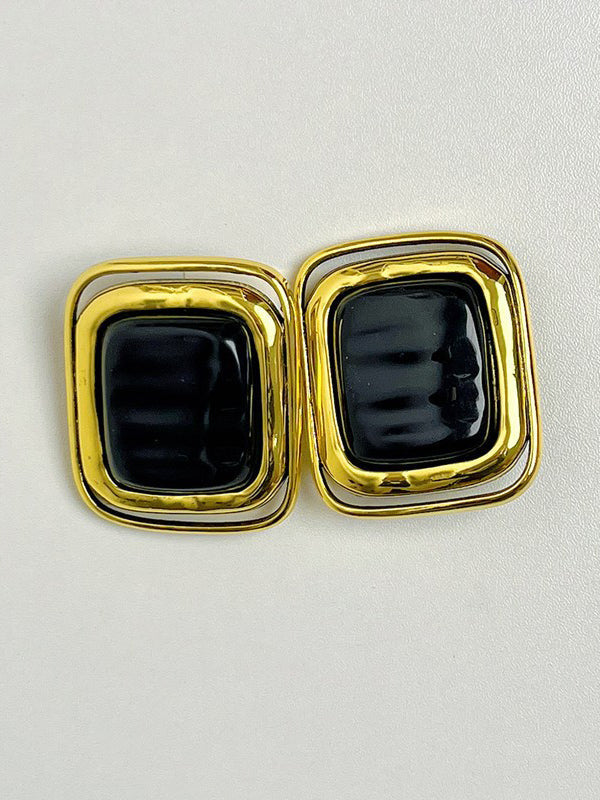 Geometric Shiny Earrings Accessories BLACK One_size
