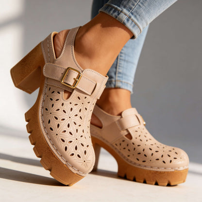Florian | Women's Platform Cutout Block Heel Clogs