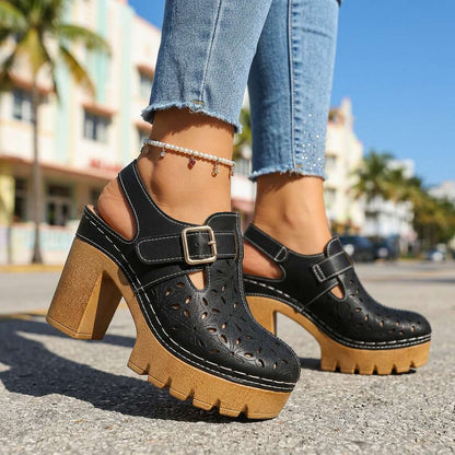Florian | Women's Platform Cutout Block Heel Clogs